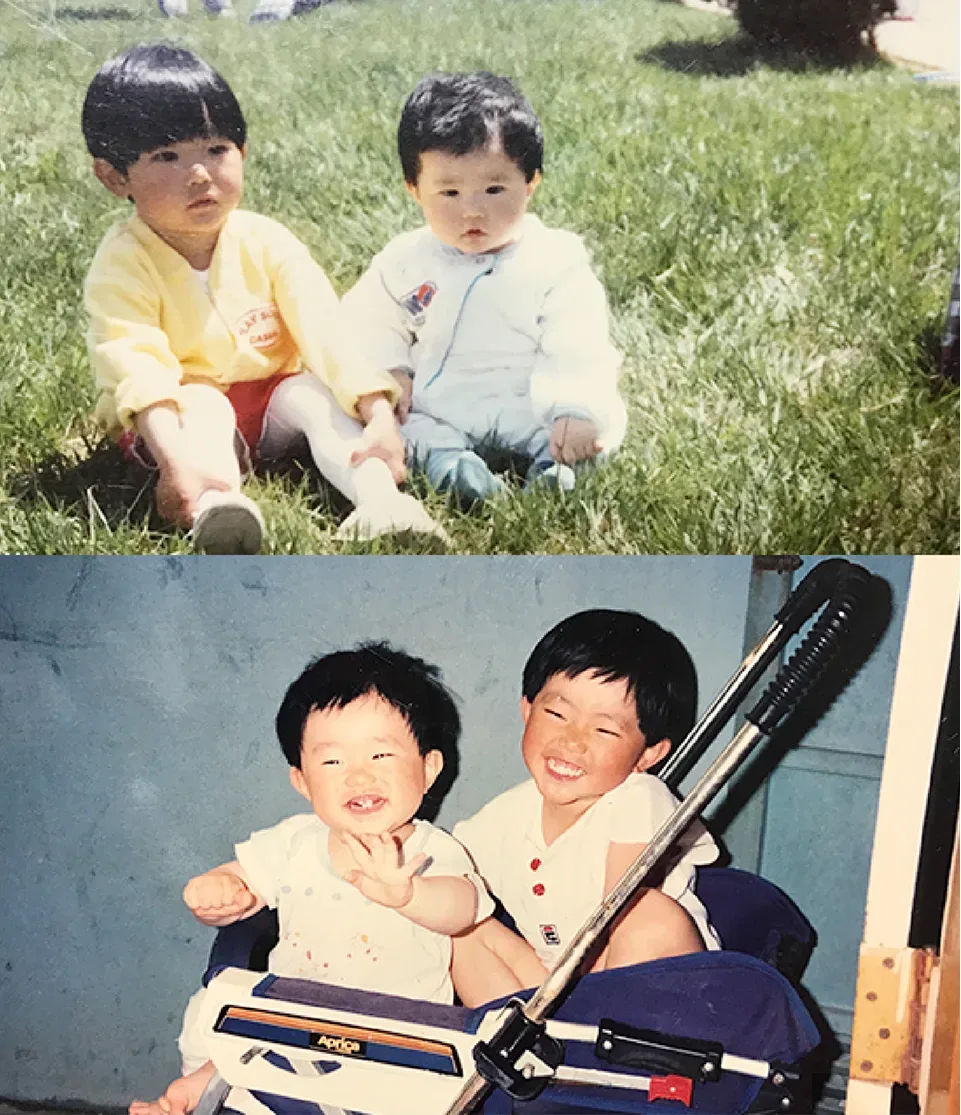 Two childhood photos of Chief Director Choi Young-in