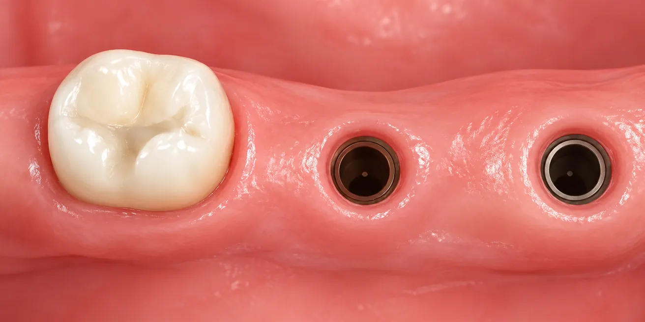 Artificial tooth roots placed through small openings without cutting the gums